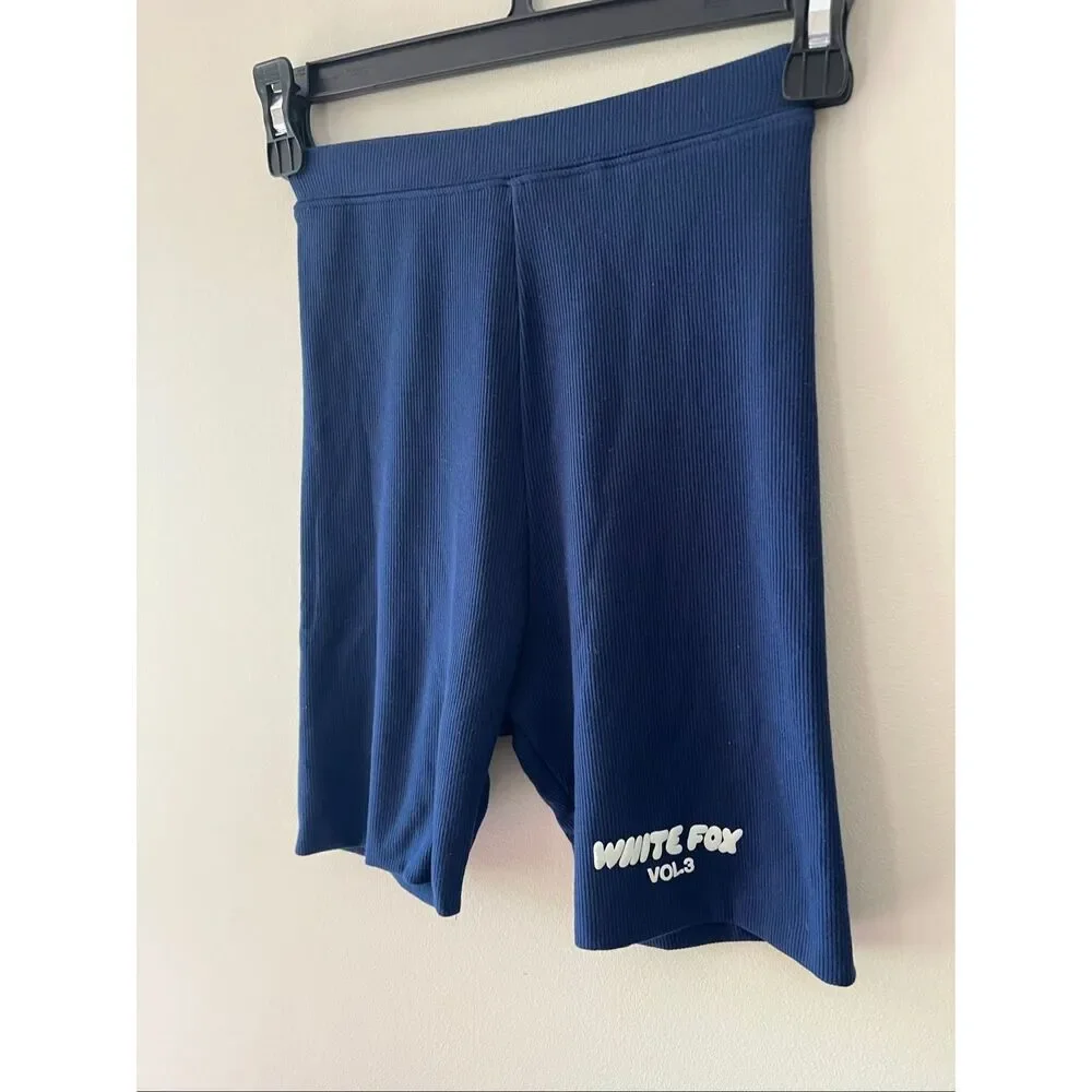 White Fox Boutique Space Navy Offstage Ribbed Bike Shorts NWT Size XXS Vol. 3